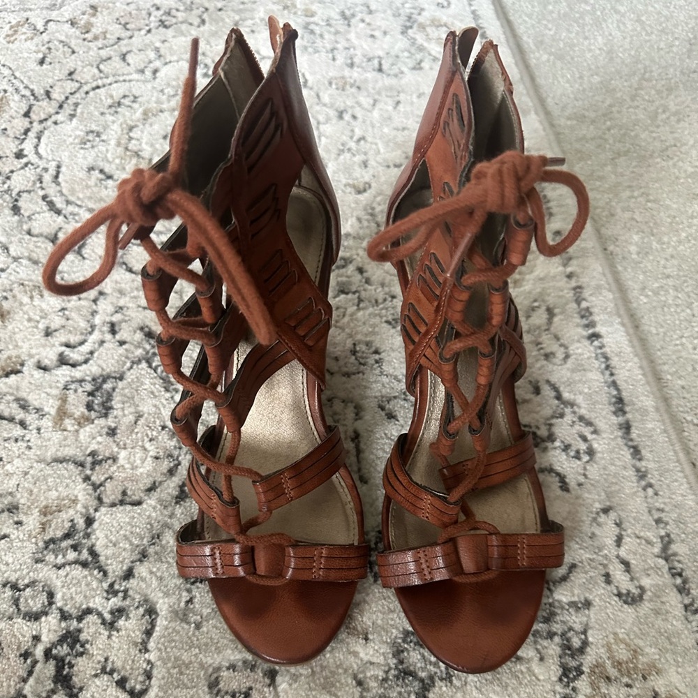 Brown Leather Gladiator Heels